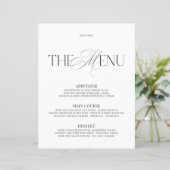 Menu de bar de mariage moderne élégant noir et bla (Debout devant)