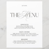 Menu de bar de mariage moderne élégant noir et bla (Devant)