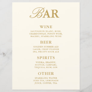 Menu de bar de mariage sur table moderne vintage i