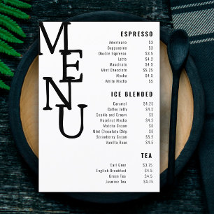 Menu de bar éternité blanc moderne Petit papier Co