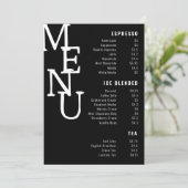 Menu de bar éternité noir moderne petit papier Co. (Debout devant)