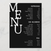Menu de bar éternité noir moderne petit papier Co. (Devant)