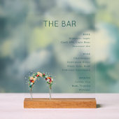 Menu de bar floral sarcelle élégant (Neutre)