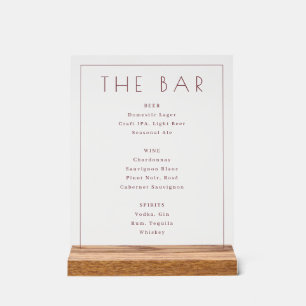Menu de bar minimaliste beige sophistiqué