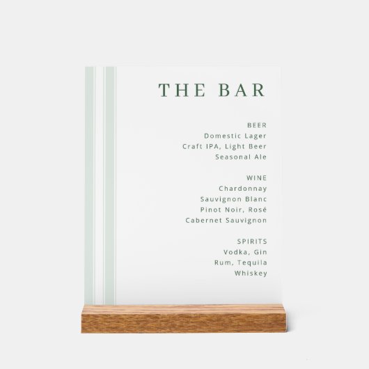 Menu de bar minimaliste blanc sophistiqué (Recto)