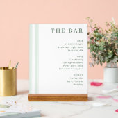 Menu de bar minimaliste blanc sophistiqué (Mariage)