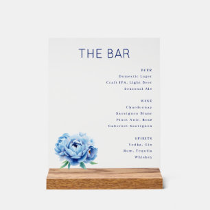 Menu de bar minimaliste bleu marine élégant