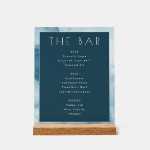Menu de bar minimaliste bleu marine sophistiqué