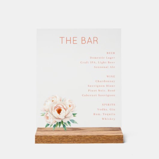 Menu de bar minimaliste corail élégant (Recto)