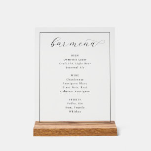 Menu de bar minimaliste élégant blanc