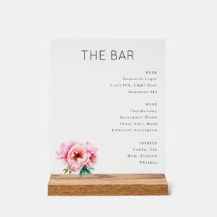 Menu de bar minimaliste gris raffiné