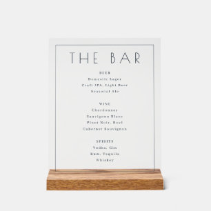 Menu de bar minimaliste noir et blanc sophistiqué