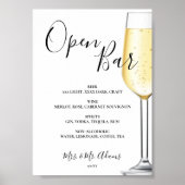 Menu de bar ouvert pancarte de mariage Affiche (Devant)