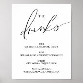 Menu de bar ouvert pancarte de mariage Affiche (Devant)