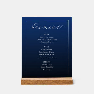 Menu de bar typographique élégant bleu marine
