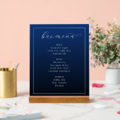 Menu de bar typographique élégant bleu marine (Mariage)