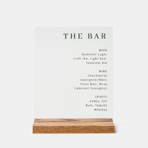 Menu de bar typographique noir et blanc sophistiqu