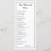 Menu de Bat Mitzvah, Recette Simple Moderne Tradit (Devant)