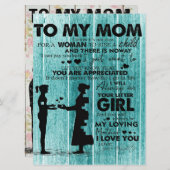 Menu De Belles Citations À Ma Mère | Cadeau pour mère (Devant / Derrière)