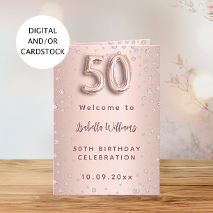 Menu de bienvenue or rose et diamants pour les 50 