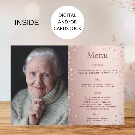 Menu de bienvenue orné de diamants en or rose pour