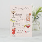 Menu de boissons cocktail à l'aquarelle (Debout devant)