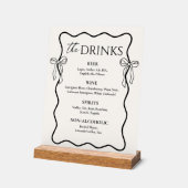 Menu de Boissons de Bar de Mariage Black Bow Old M (Angle)
