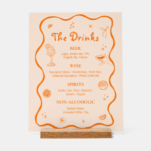 Menu de boissons de bar de mariage tropical dessin