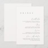 Menu de boissons de mariage élégant noir et blanc (Devant / Derrière)