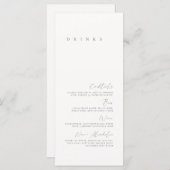 Menu de boissons de mariage élégant noir et blanc  (Devant / Derrière)