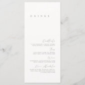 Menu de boissons de mariage minimal élégant noir e (Devant)