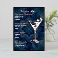 Menu de boissons doré à bordure plus foncée