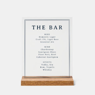 Menu de boissons élégant bleu marine serif