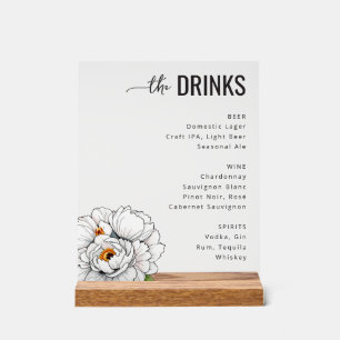 Menu de boissons élégant noir et blanc