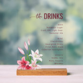 Menu de boissons floral gris raffiné (Neutre)