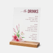 Menu de boissons floral gris raffiné (Angle)