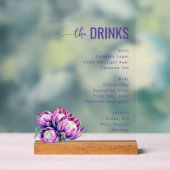 Menu de boissons floral pourpre élégant (Neutre)
