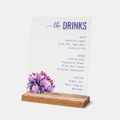 Menu de boissons floral pourpre élégant (Angle)