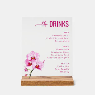 Menu de boissons floral rose sophistiqué