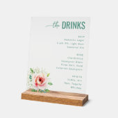 Menu de boissons floral sarcelle élégant (Angle)