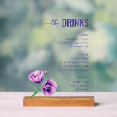 Menu de boissons floral violet élégant (Neutre)