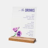 Menu de boissons floral violet élégant (Angle)