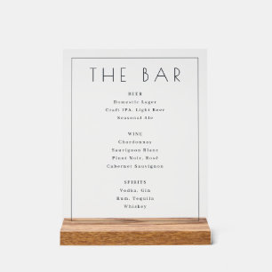 Menu de boissons minimaliste sophistiqué