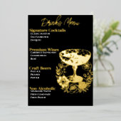 Menu de boissons rose glamour avec feuille d'or (Debout devant)