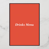 Menu de boissons rose orange doré à feuilles (Verso)