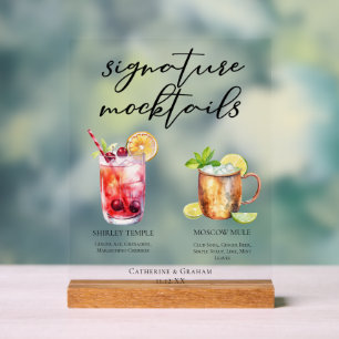 Menu de boissons signatures sans alcool pour maria