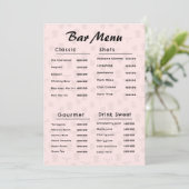 Menu de boissons simple rose Bar (Debout devant)