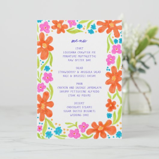 Menu de bordure de fleurs croquées au marqueur col (Debout devant)