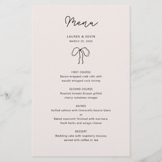 Menu de bordure de ruban Whimsical avec nom (Devant)