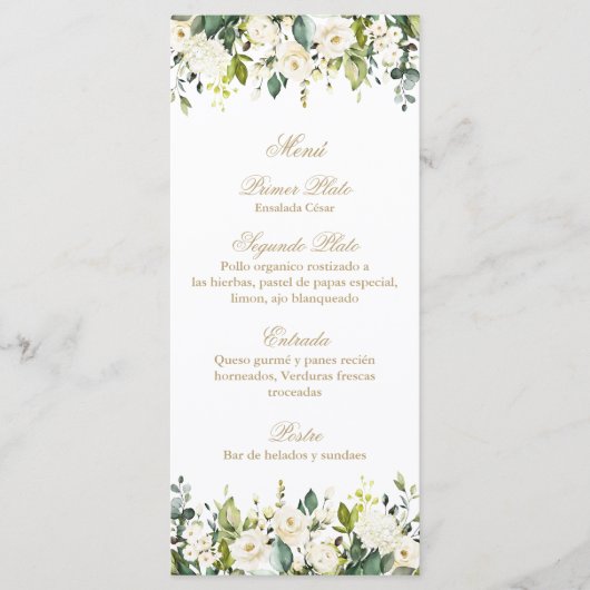 Menu de bouquet blanc (Devant)